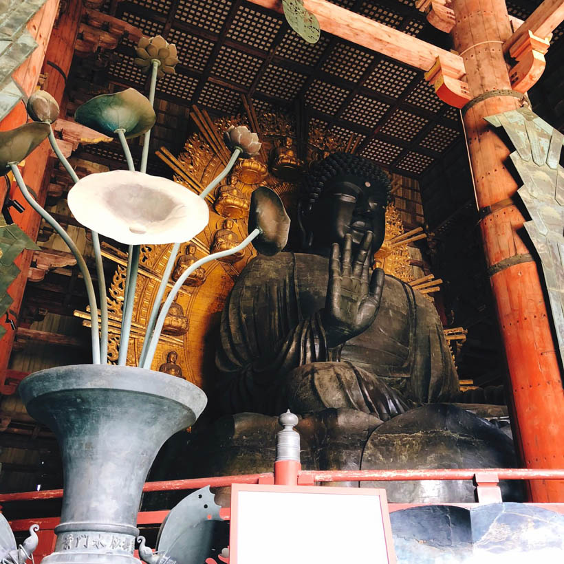 The huge Buddha statue inside.