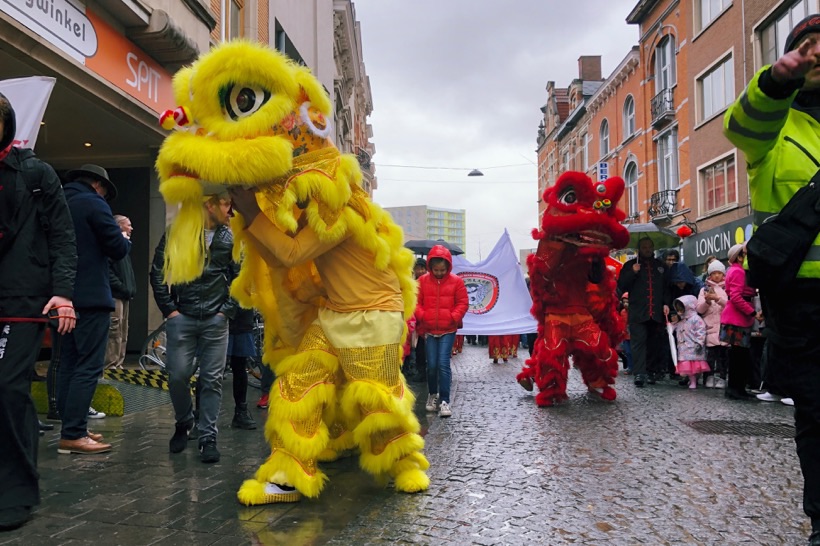 Chinese dragons roaming the streets of Leuven.