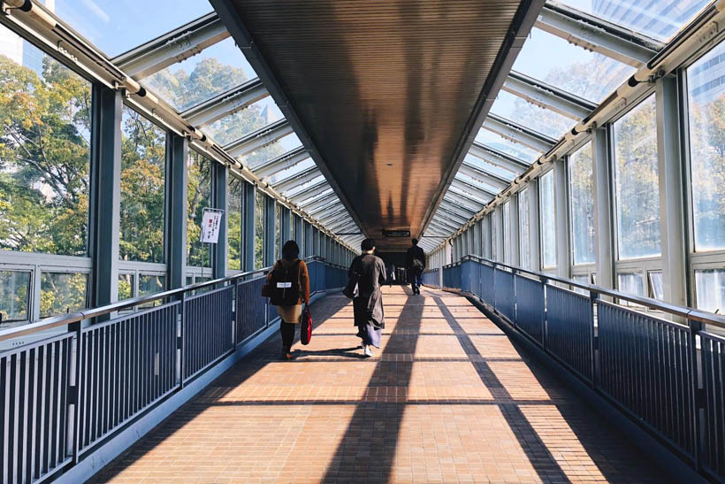 Walking through one of the overpasses on Port Island.