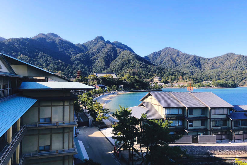 Our view outside of our window in the morning, with the Great Torii in the distance.