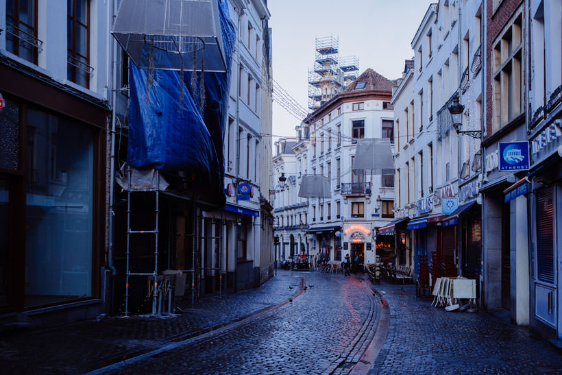 Rue du Marché aux Fromages in Brussels in the morning