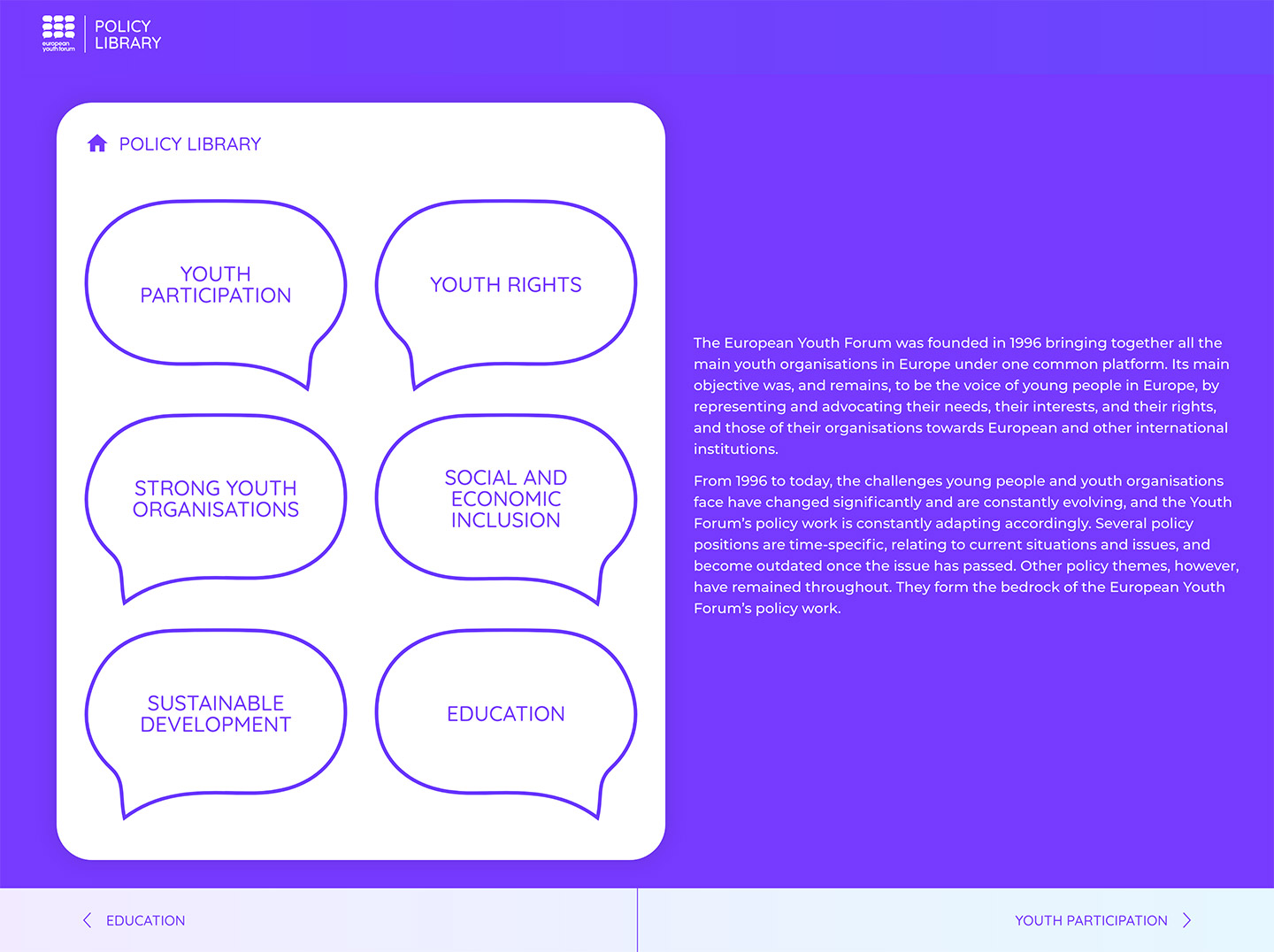 European Youth Forum - Policy Library - Development of Website